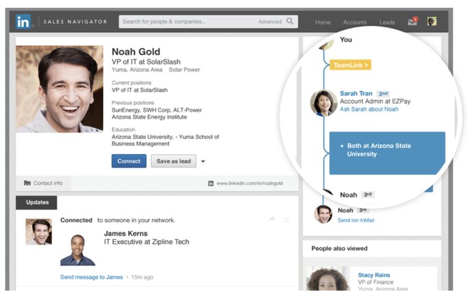 Linkedin shows mutual contacts