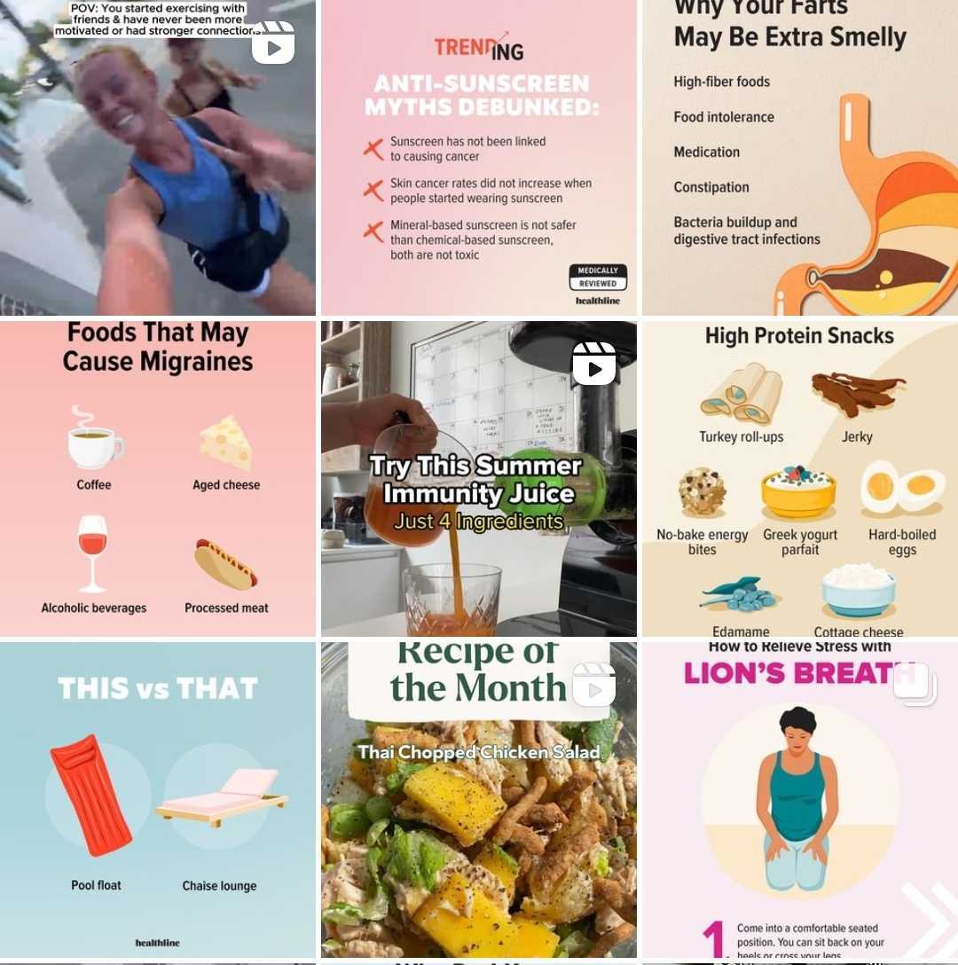 Instagram profile of Healthline