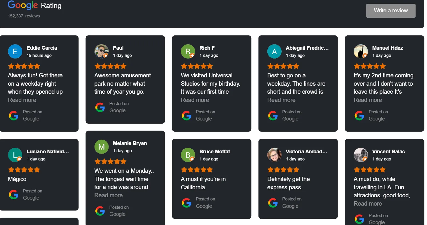 Add a Google review widget on the website