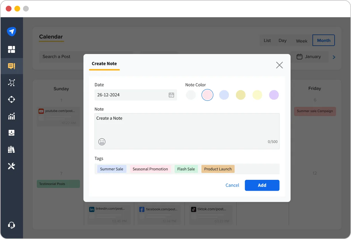 Add Notes details on Content Calendar