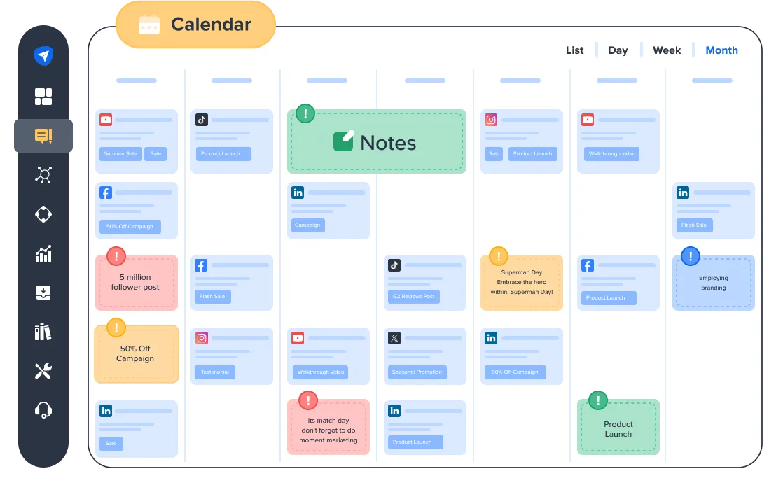 Add Notes on Content Calendar