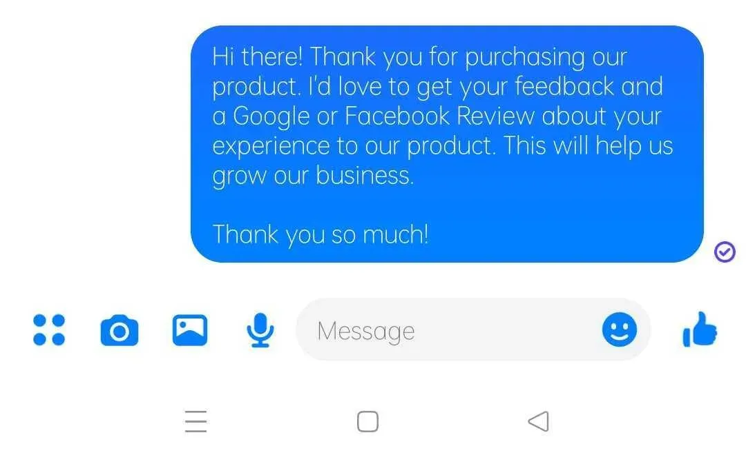 Asking for review on Facebook messenger