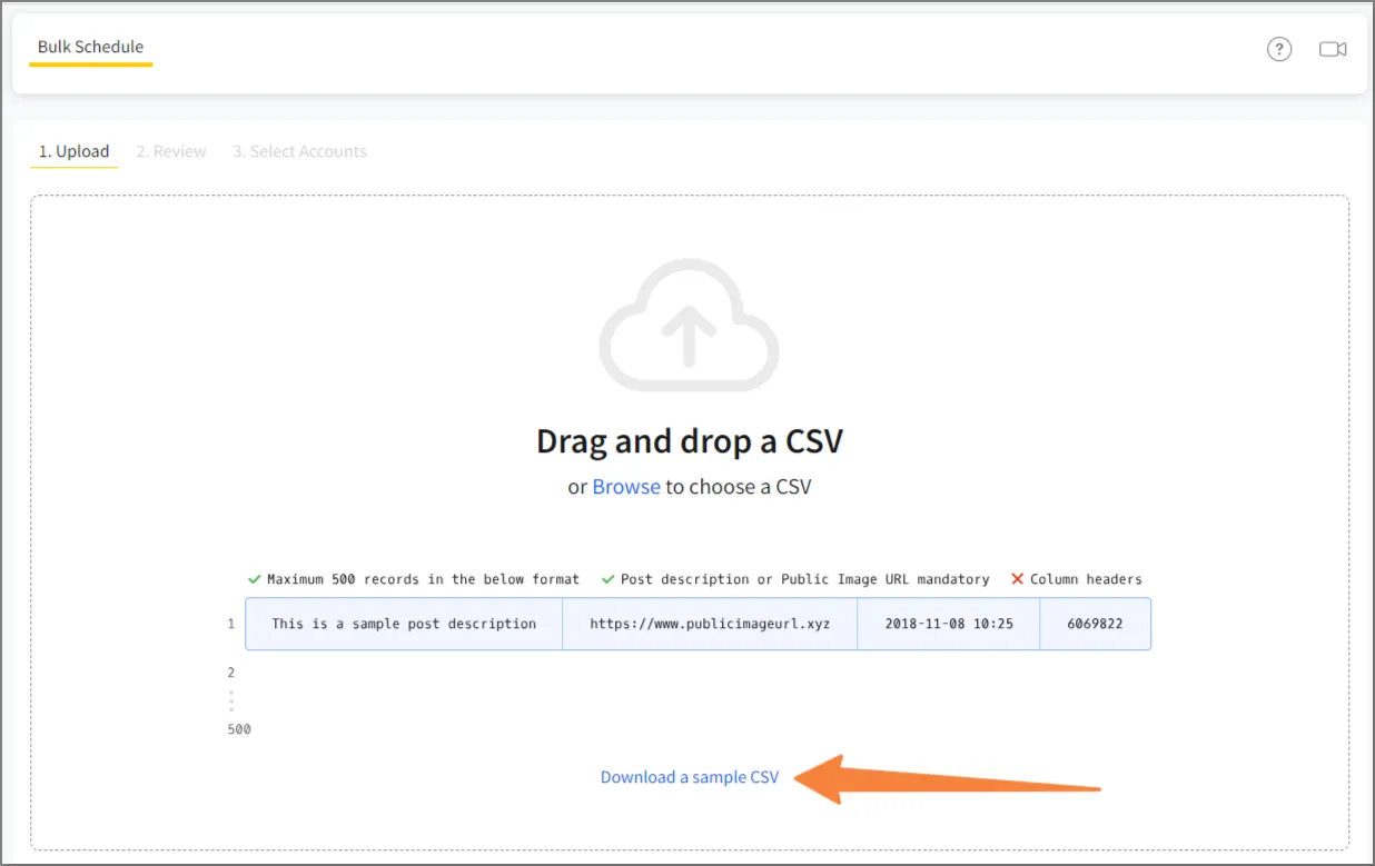 Download a sample CSV