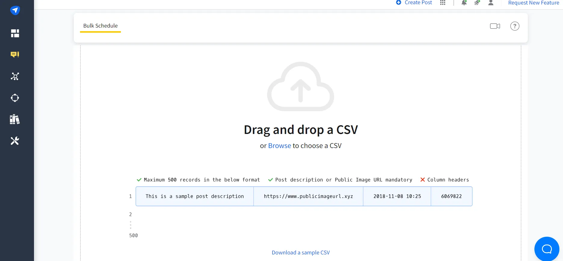 Drag and drop your CSV file