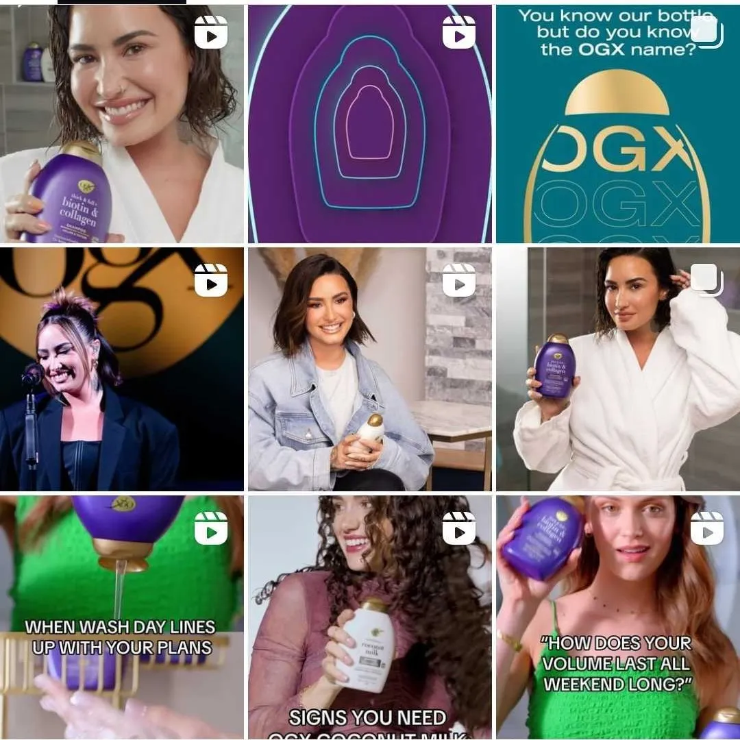 Instagram grid of OGX Beauty