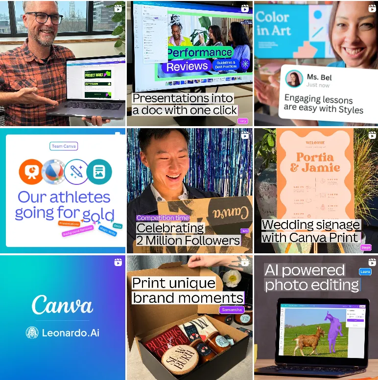 Instagram profile of Canva