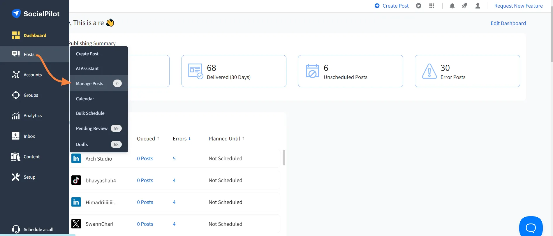 Manage Posts under Posts