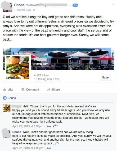 responding to Facebook reviews