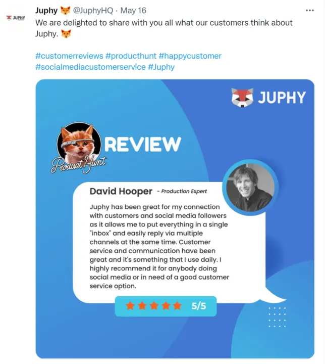 sharing positive customer reviews on social media