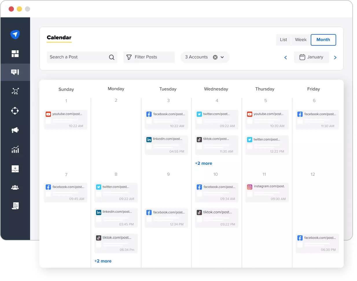 social media content calendar