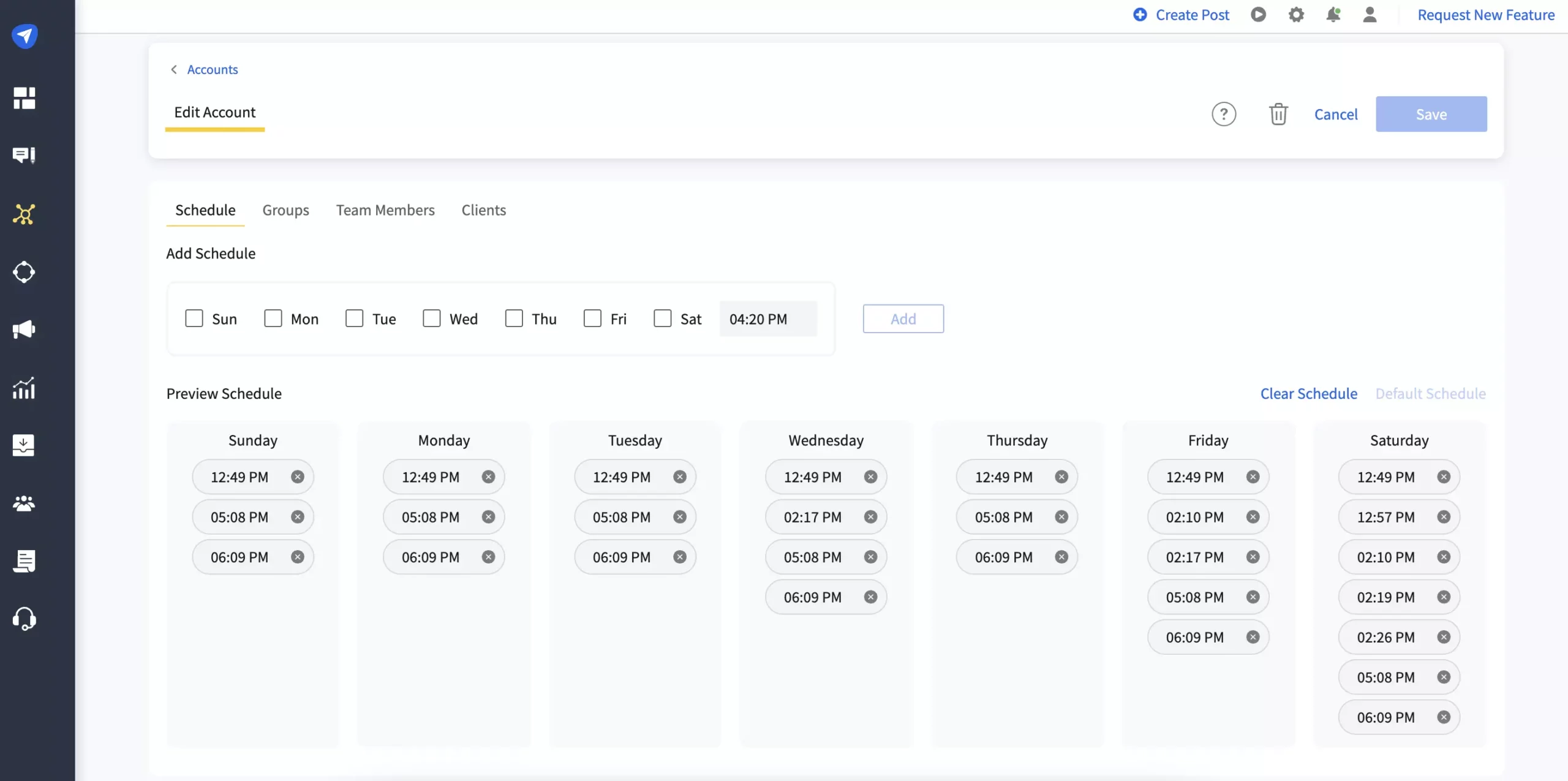 LinkedIn scheduling tool dashboard