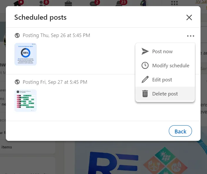 View all scheduled posts